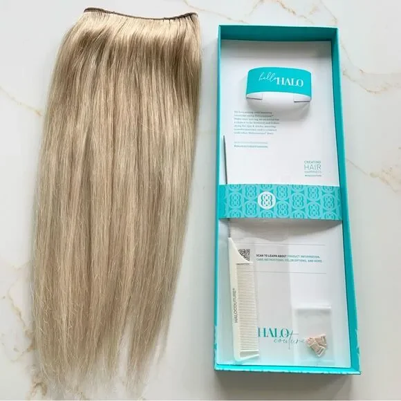 FINAL PRICE! Halocouture Hair Extensions 16 Inch Balayage Platinum Blonde B60 - Picture 5 of 11